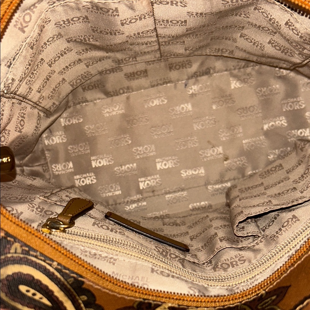 Michael Kors Brown Paisley Tote with Scarf Accent - Picture 9 of 16